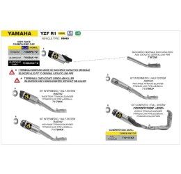 Scarico semi-completo racing - Terminale di scarico Arrow Race-Tech titanio + Raccordo titanio ø60mm. non omologato per Yamaha R1 17-24