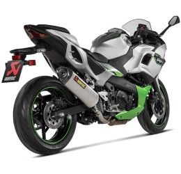 Terminale di scarico Akrapovic omologato Euro 5+ in titanio con fondello in carbonio per Kawasaki Ninja 7 Hybrid 2024