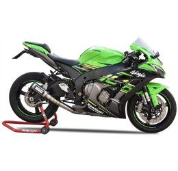 Terminale di scarico con tubo eliminina catalizzatore MT RACE GP-3 non omologato in ACCIAIO NERO con fondello in CARBONIO per Kawasaki ZX-10R 15-20