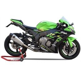 Terminale di scarico con tubo eliminina catalizzatore MT RACE SHARK non omologato in TITANIO NERO con fondello in CARBONIO per Kawasaki ZX-10R 15-20
