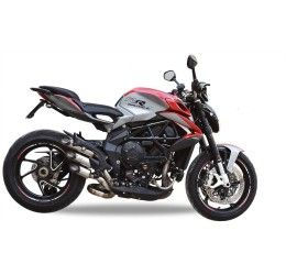 Terminale di scarico MT RACE 3 CANNE omologato in TITANIO NERO con fondello in CARBONIO per MV Agusta Brutale 800 12-17