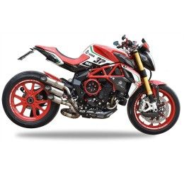 Terminale di scarico MT RACE 3 CANNE omologato in TITANIO NERO con fondello in CARBONIO per MV Agusta Dragster 800 18-25