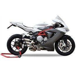 Terminale di scarico MT RACE 3 CANNE omologato in TITANIO ANODIZZATO con fondello in CARBONIO per MV Agusta F3 800 13-17