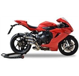 Terminale di scarico MT RACE 3 CANNE omologato in TITANIO ANODIZZATO con fondello in CARBONIO per MV Agusta F3 800 18-25