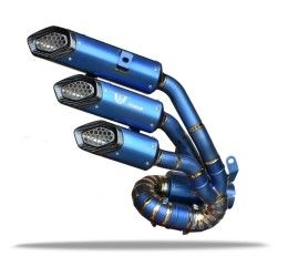 Terminale di scarico MT RACE 3 CANNE omologato in TITANIO ANODIZZATO con fondello in CARBONIO per MV Agusta Rivale 800 13-17