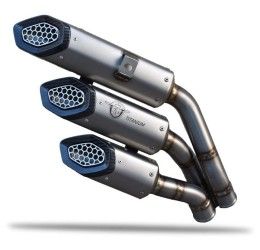 Terminale di scarico MT RACE 3 CANNE omologato in TITANIO SATINATO con fondello in CARBONIO per MV Agusta Stradale 800 17-25