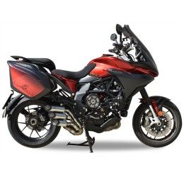 Terminale di scarico MT RACE 3 CANNE omologato in TITANIO SATINATO con fondello in CARBONIO per MV Agusta Turismo Veloce 800 17-25