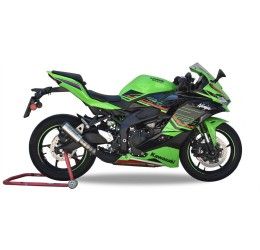 Terminale di scarico MT RACE GP-2 omologato in ACCIAIO SATINATO con fondello in CARBONIO per Kawasaki ZX-4RR 23-25