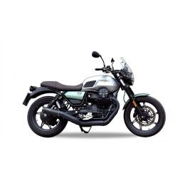 Terminale di scarico MT RACE GP-2 non omologato in ACCIAIO SATINATO con fondello in CARBONIO per Moto Guzzi V9 Bobber 21-24