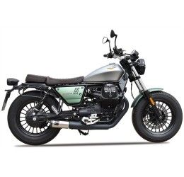Terminale di scarico MT RACE GP-2 non omologato in ACCIAIO SATINATO con fondello in CARBONIO per Moto Guzzi V9 Bobber 21-24
