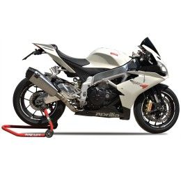 Terminale di scarico MT RACE MT1 non omologato in TITANIO SATINATO con fondello in CARBONIO per Aprilia RSV4 1000 15-20
