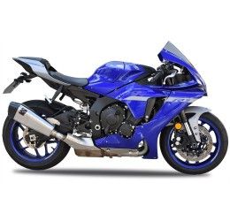 Terminale di scarico MT RACE SHARK omologato in TITANIO SATINATO con fondello in CARBONIO per Yamaha R1 15-24