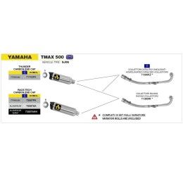 Terminale di scarico Arrow Race-Tech alluminio con fondello carby omologato per Yamaha T-Max 500 08-11