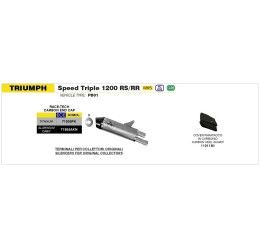 Terminale di scarico Arrow Race-Tech alluminio Dark con fondello carby omologato per Triumph Speed Triple 1200 RS 21-24