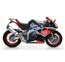 Terminale di scarico Arrow Race-Tech Approved alluminio con fondello carby omologato per Aprilia Tuono V4 1000 R APRC 11-15