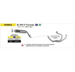 Terminale di scarico Arrow Race-Tech Approved aluminium Dark omologato per Honda XL 650 V Transalp 00-07