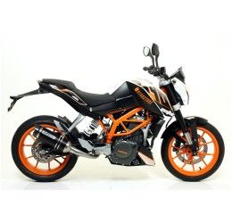 Terminale di scarico Arrow Thunder alluminio Dark con fondello carby omologato per KTM 125 RC 15-16