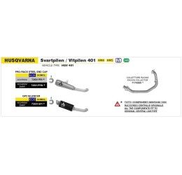 Terminale di scarico Arrow GP2 Dark omologato per Husqvarna Vitpilen 401 20-23
