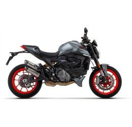 Terminali di scarico Arrow Round-Sil in titanio (sup.+ inf.) con fondello carby omologato per Ducati Monster 937 ABS 21-24
