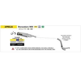 Terminali di scarico Arrow Thunder alluminio (Dx+Sx) con fondello carby omologato per Aprilia Dorsoduro 900 17-19