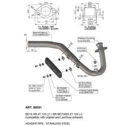Tubo di raccordo elimina catalizzatore Leovince in acciaio inox per Beta RR 125 Supermotard 4T 21-23