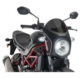 Vetro Cupolino Puig modello semicarenato per Suzuki SV 650 N 16-25 colore nero