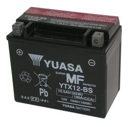 Yuasa battery for Aprilia Scarabeo 250 Light 06-11 model YTX12-BS 12V/10AH (Size 152x88x131 mm)