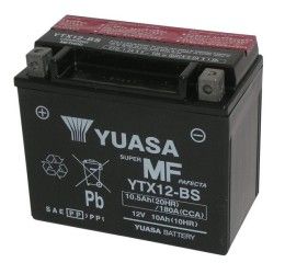 Yuasa battery for Aprilia Shiver 750 10-16 model YTX12-BS 12V/10AH (Size 152x88x131 mm)