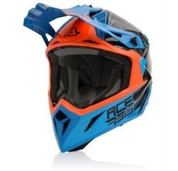 Helmet cross enduro Acerbis Steel Carbon orange-blue shiny