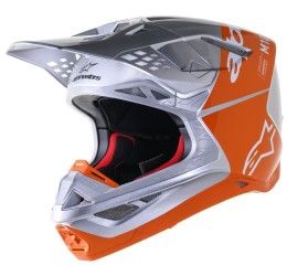 Helmet cross enduro Alpinestars Supertech M10 FLOOD orange-grey color