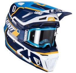 Helmet cross enduro Leatt 8.5 in composite fiber light blue-white-blue color + Leatt Velocity Google included
