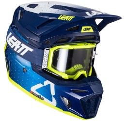 Helmet cross enduro Leatt 8.5 in composite fiber blue-fluo yellow color + Leatt Velocity Google included