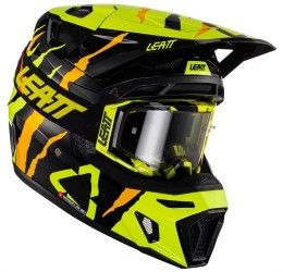 Helmet cross enduro Leatt 8.5 in composite fiber fluo yellow-black color + Leatt Velocity Google included