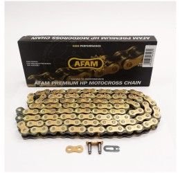 Afam MX6 Gold & Gold chain size 520 off-road 118 links without O-RING and with clip joint