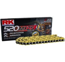 RK 520 MXZ5 chain size 520 off-road 120 links without O-RING and with clip joint Yellow color
