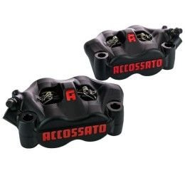 Kit of 2 radial monoblock forged brake calipers Accossato black anodized version 100mm pitch with pads