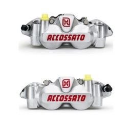 Kit of 2 radial monoblock forged brake calipers Accossato Nickel-plated 108mm pitch with pads