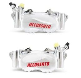 Kit of 2 Radial CNC machined brake calipers Accossato Nickel-plated 100mm pitch with pads