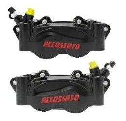 Kit of 2 Radial CNC machined brake calipers Accossato Black Oxidation 108mm pitch with pads