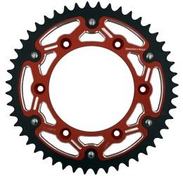 Rear bimetallic sprockets CHT Chiaravalli X-RACE chain 520 for CFMoto 675 SR-R 2025 red color