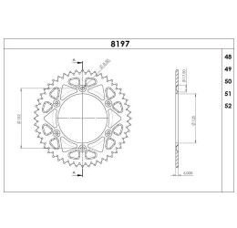 Rear sprockets ergal Ognibene Chain 520 for Beta Xtrainer 300 15-19 self-cleaning aluminum color