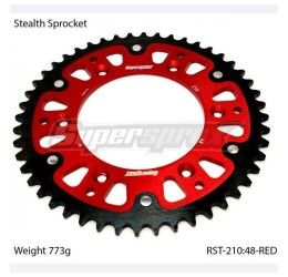Rear bimetallic sprockets Supersprox STEALTH chain 520 for Honda CRF 450 R 02-25 Red color