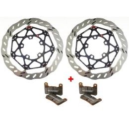 Kit couple front brake discs Braking EPTA wave floating for Aprilia Tuono V4 1100 RR 15-16 + Braking front brake pads P1R