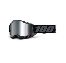 100% ACCURI 2 BLACK GOGGLE - SILVER MIRROR LENS (Also included: Clear lens extra)