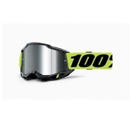 100% ACCURI 2 NEON YELLOW GOGGLE - SILVER MIRROR LENS (Also included: Clear lens extra)