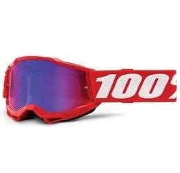 Off-Road Goggle 100% The Accuri 2 Youth model Neon Red Mirror red-blue lens (Also included: Clear lens extra)