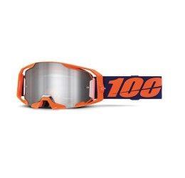 100% Armaic Neon Orange mask - Silver mirror lens