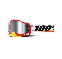 Off-Road Goggle 100% The RACECRAFT 2 ARSHAM RED GOGGLE - SILVER MIRROR LENS (Also Included: Clear lens extra and Stack of Tear-Off extra)