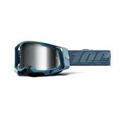 Off-Road Goggle 100% The RACECRAFT 2 BATTLESHIP GOGGLE - SILVER MIRROR LENS (Also Included: Clear lens extra and Stack of Tear-Off extra)
