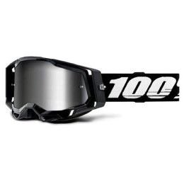 Off-Road Goggle 100% The Racecraft 2 model Black Mirror silver lens (Also Included: Clear lens extra and Stack of Tear-Off extra)